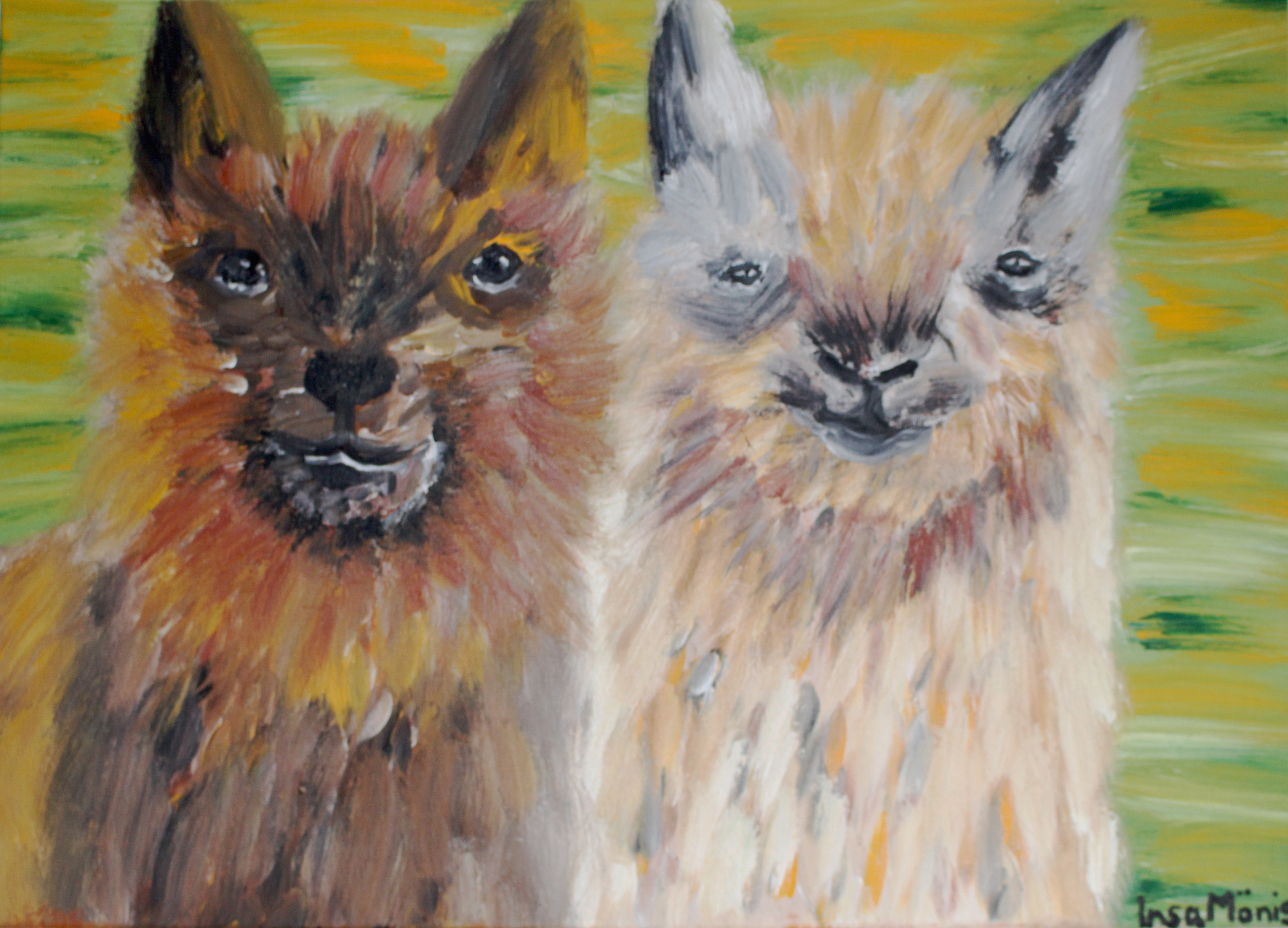 Lamas, Acryl auf Leinwand, 70 cm x 50 cm