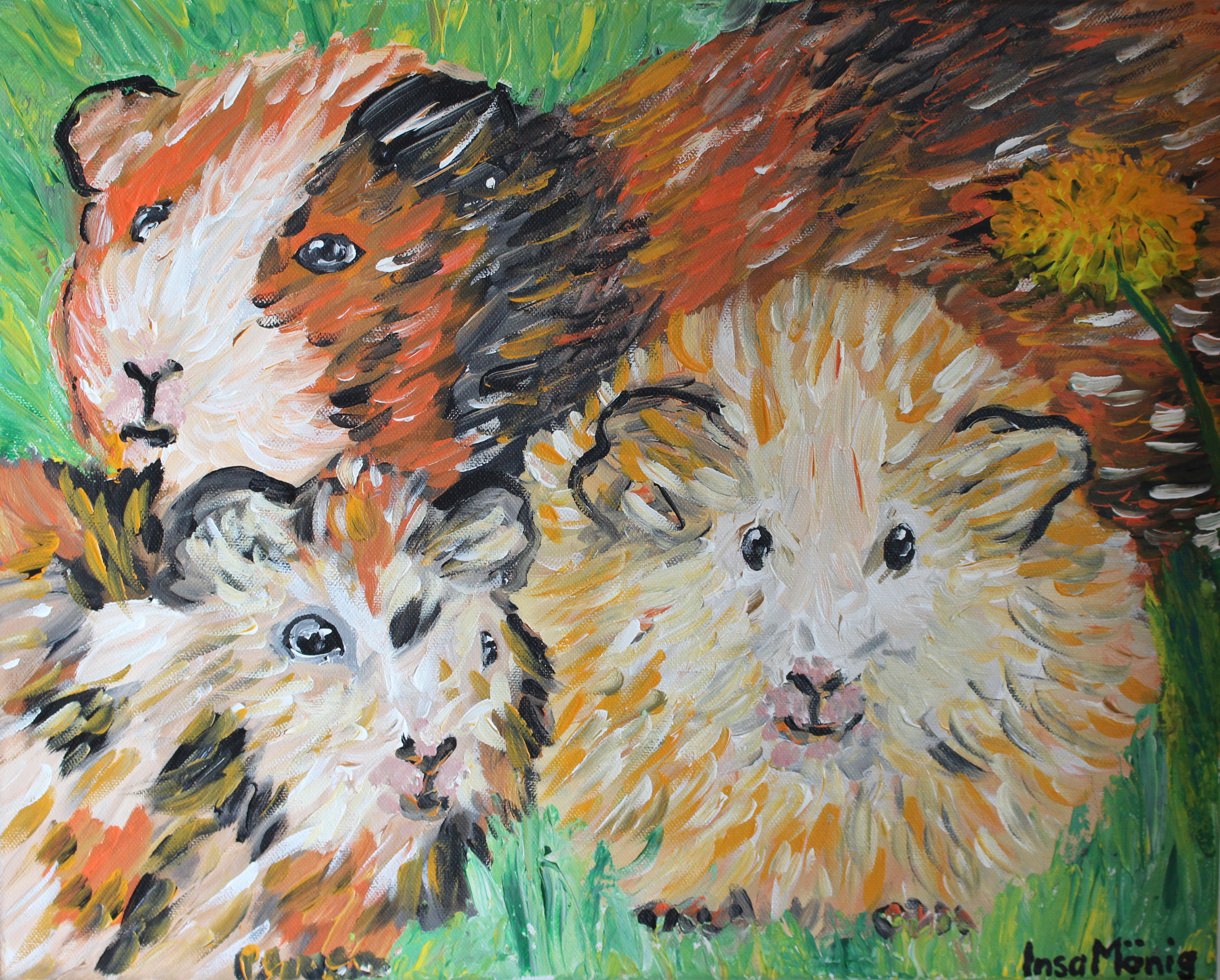 Meerschweinchen, Acryl auf Leinwand, 50 cm x 40 cm
